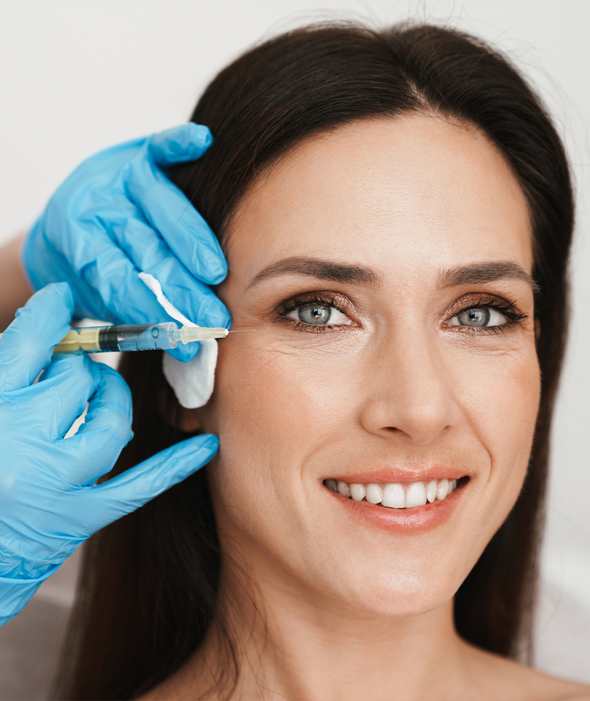 Photo of a woman receiving BOTOX® Cosmetic injections for crow's feet