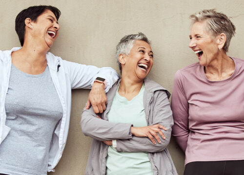 Photo of three happy and healthy women